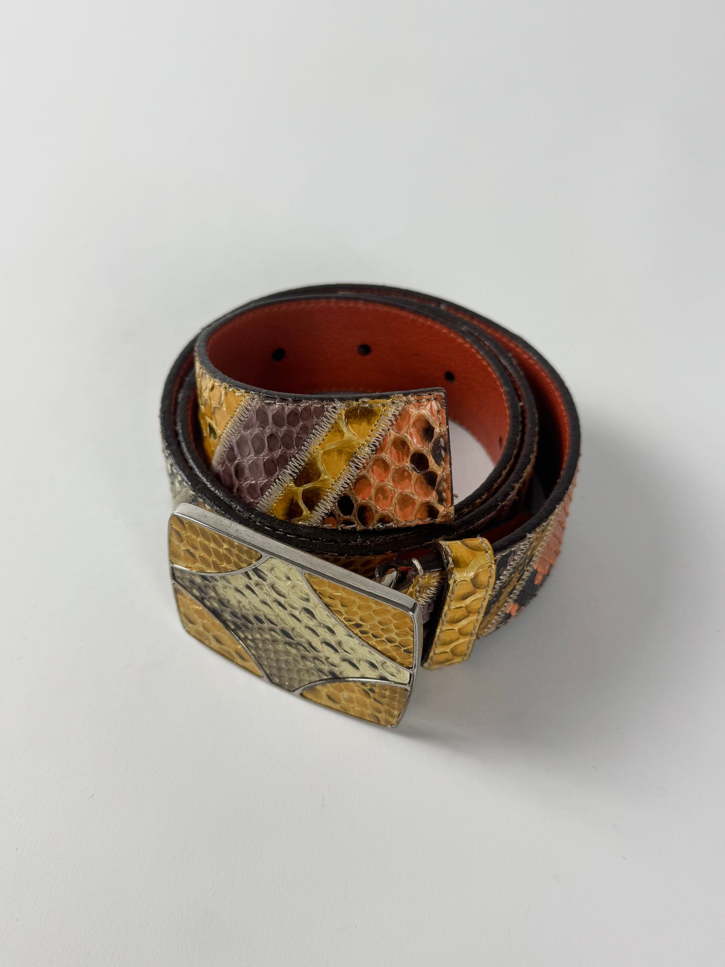 Prada Snakeskin Orange Leather Belt SS 2005 - 80 CM