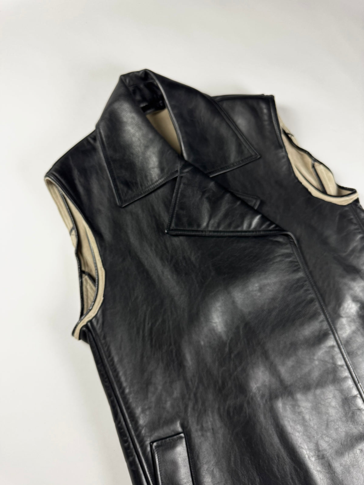 Balenciaga Sample Long Leather Sleeveless Double Breasted Coat FW 2020 - M