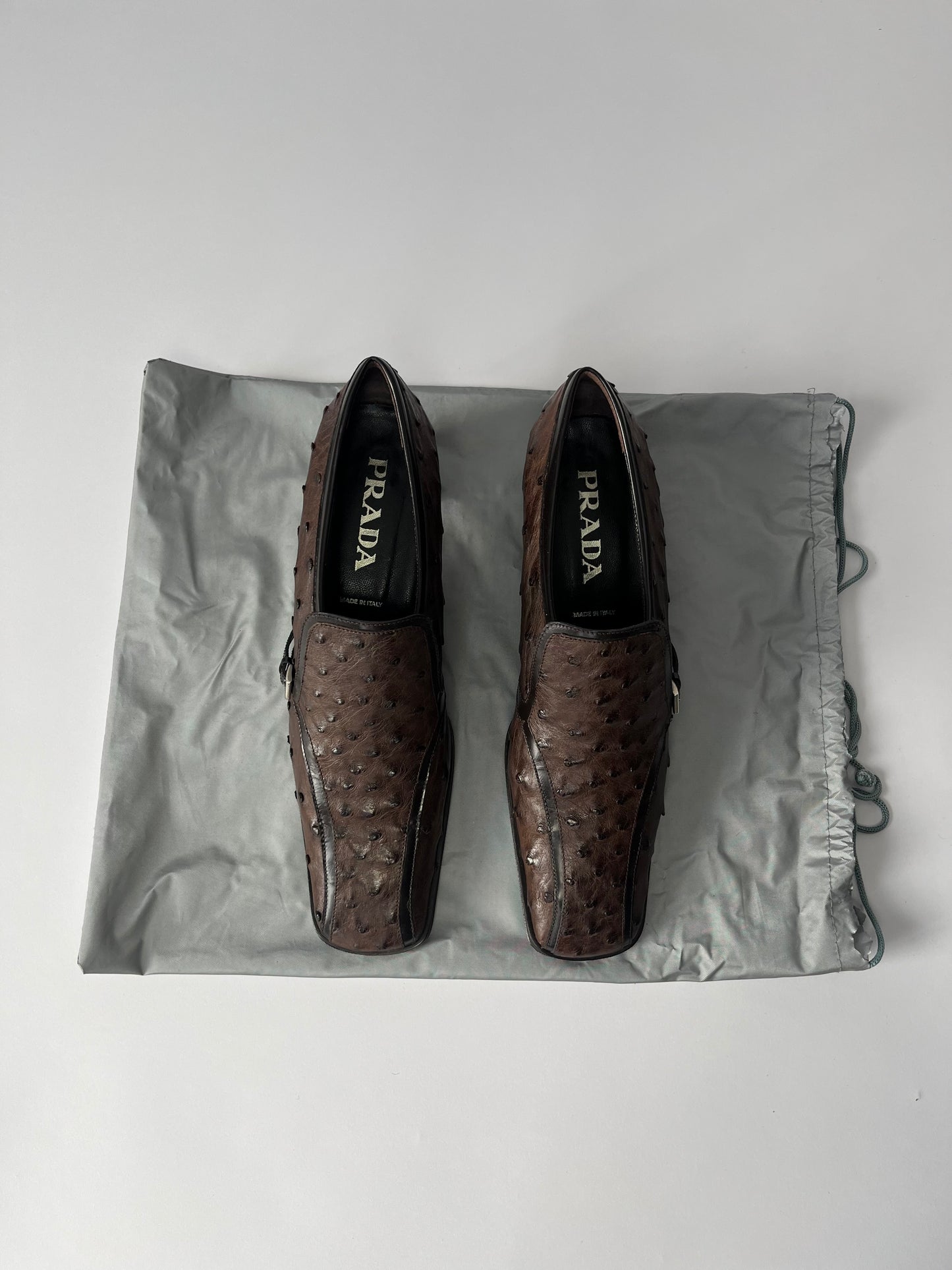 Prada Ostrich Leather Belted Shoes FW 2000 - 41 EU