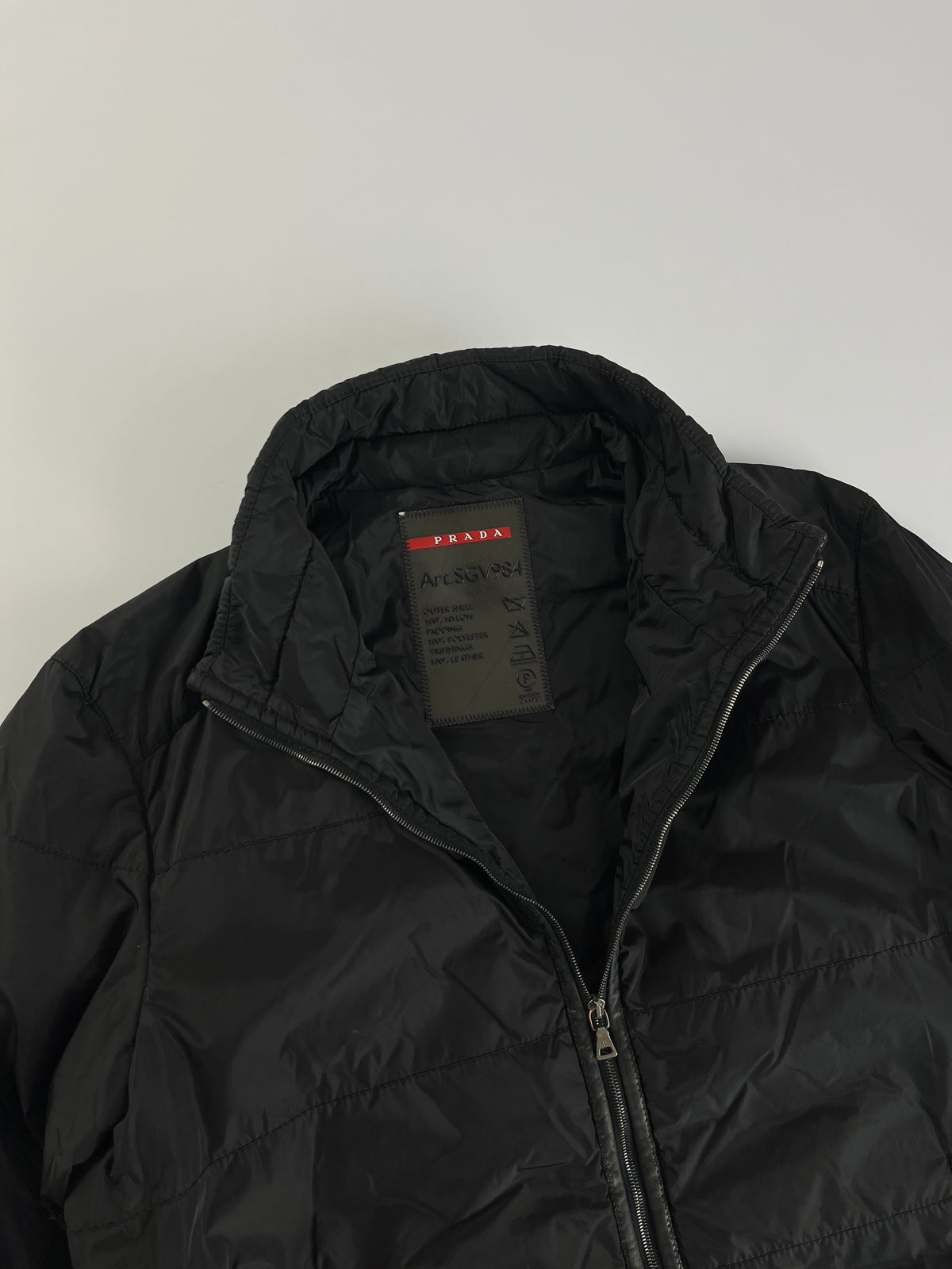 Prada Black Nylon Light Leather Trimmed Jacket FW 2008 - M