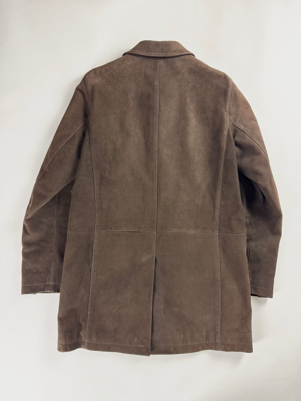 Prada Premium Brown Leather Three Pockets Long Coat FW 2003 - M