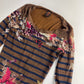 Jean Paul Gaultier Brown Mesh Floral Graphic Striped Mini Dress 1990s - S