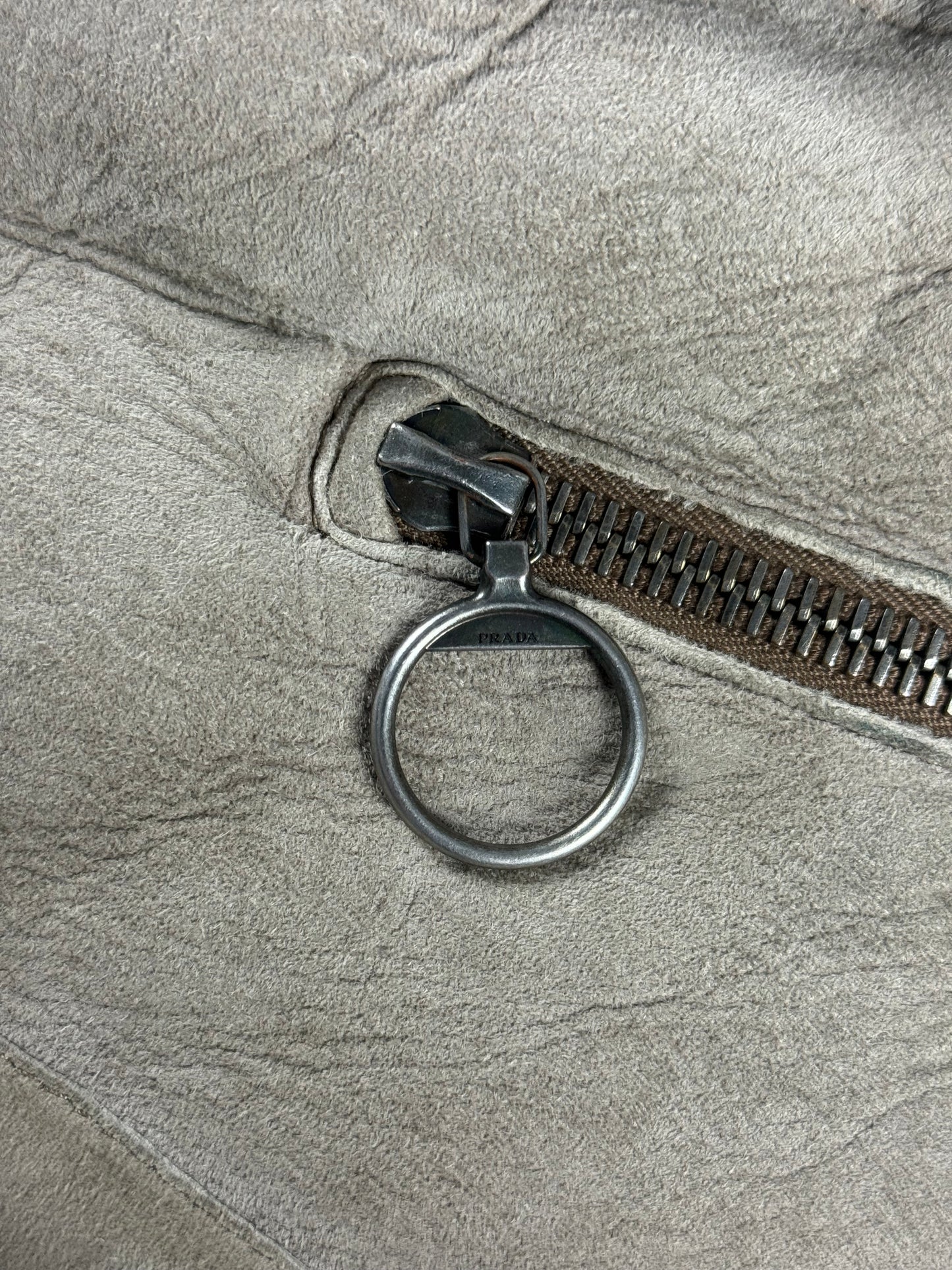 Prada Shearling Fur Lined Belted Aviator Jacket 2000s - L