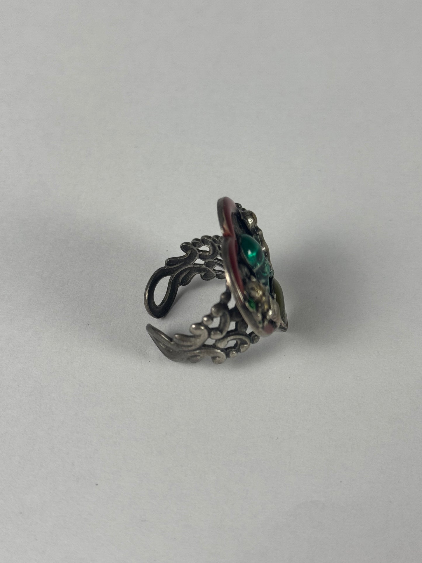 Jean Paul Gaultier Love & Death Adjustable Heart Ring 1990s - OS