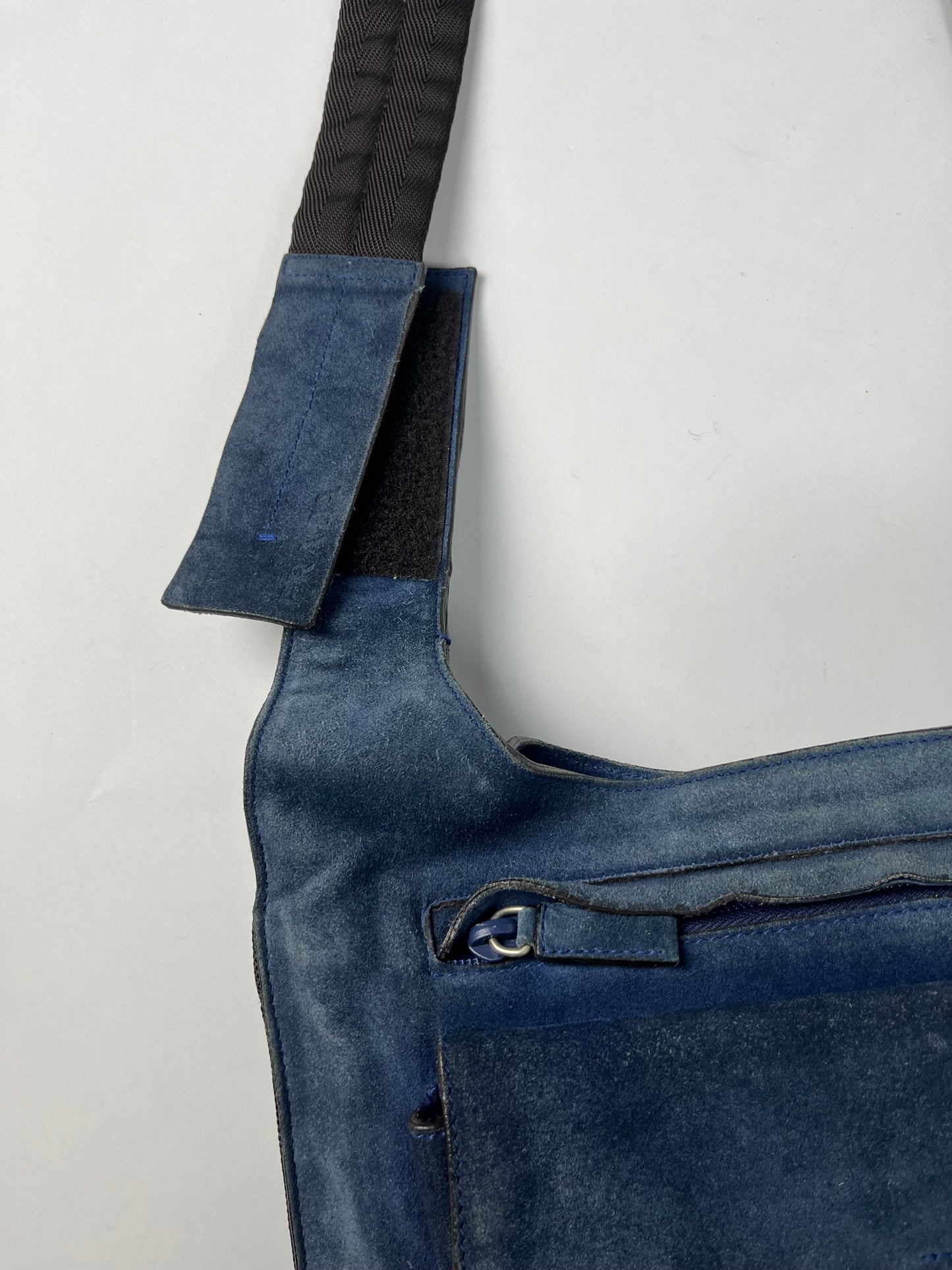 Prada Navy Suede Leather Crossbody Bag FW 1999 - OS