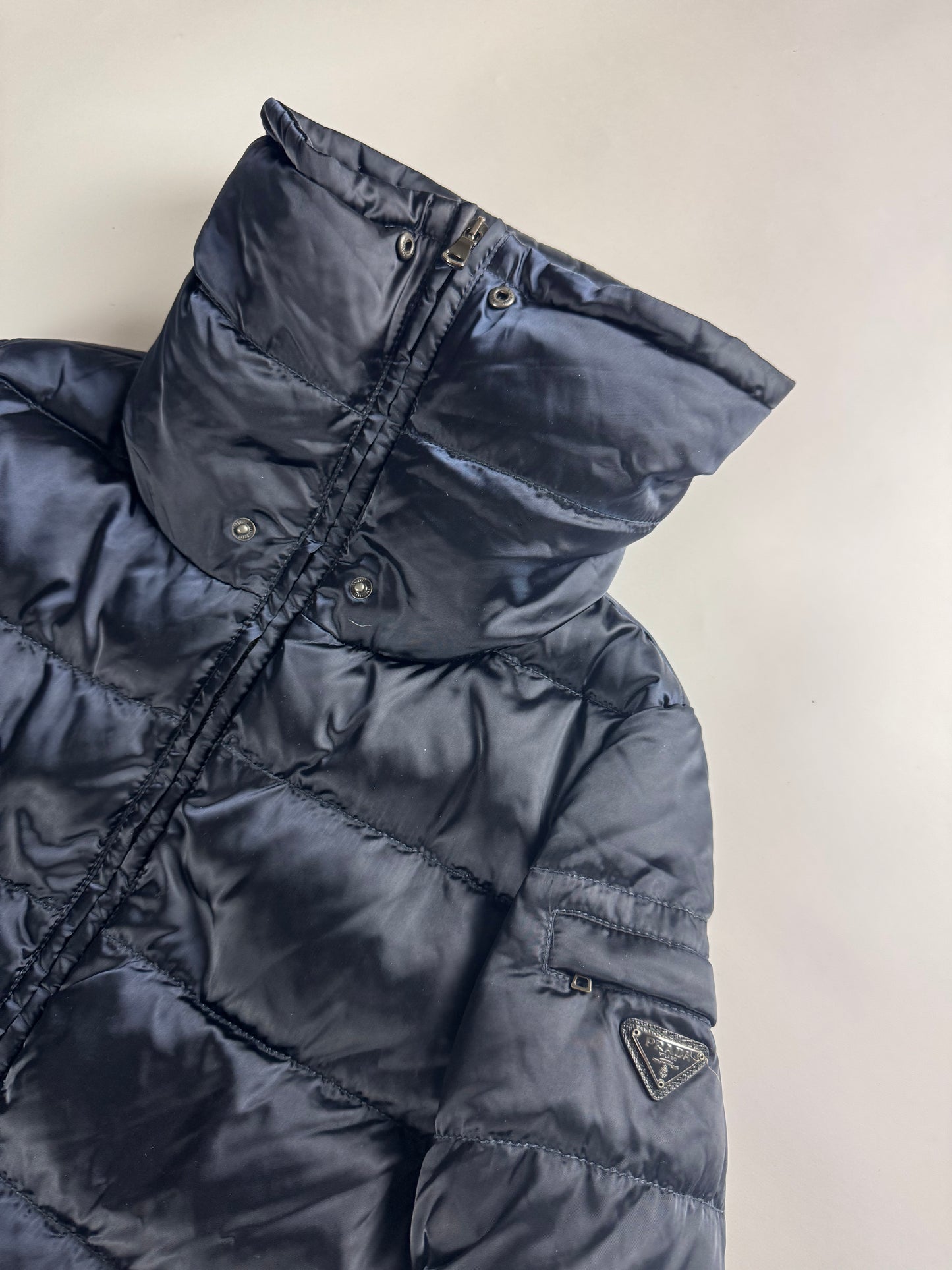 Prada Milano Triangle Logo Navy Puffer Turtleneck Jacket FW 2010 - S